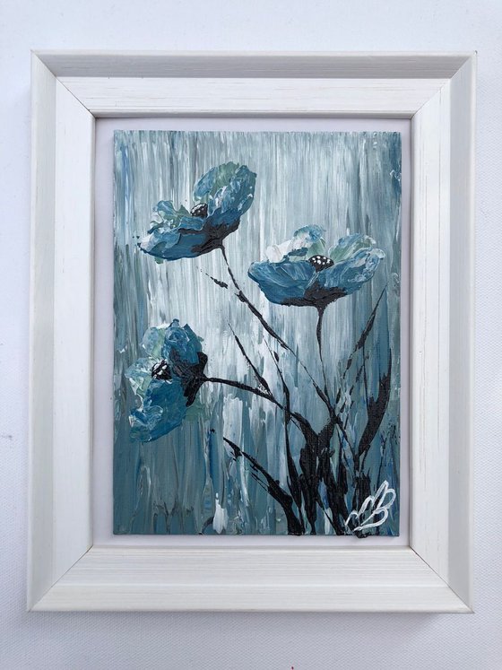 Blue Poppies in a frame Nr1