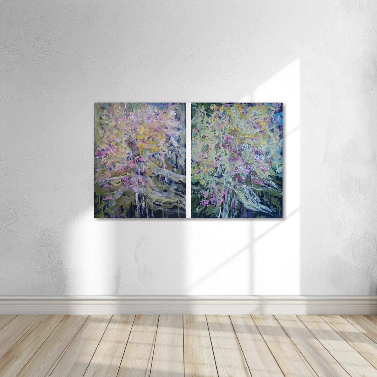 Abstract Acrylic Painting By Katia Solodka, 31 X 20", Garden Of Dream 12-13, Original Artwork