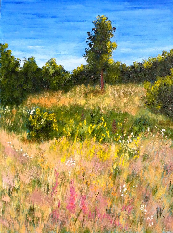 Meadow Wildflowers original oil paintin