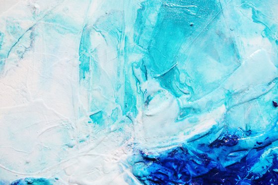 Fractured Sapphire 270cm x 120cm Blue Textured Abstract Art