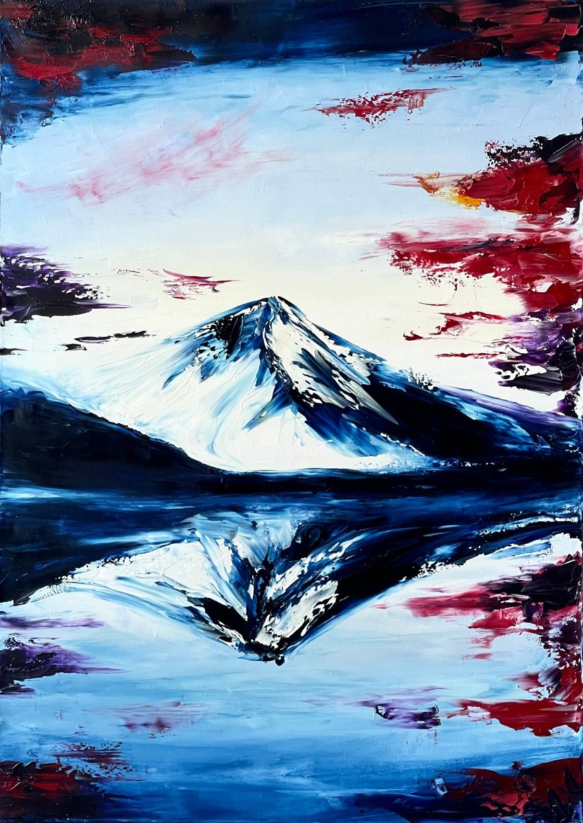 Abstract Landscape Oil Painting By Anastasiia Novitskaya, 20 X 28, Mountains, Original Artwork