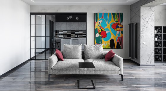 Geometric abstraction with fishes #6