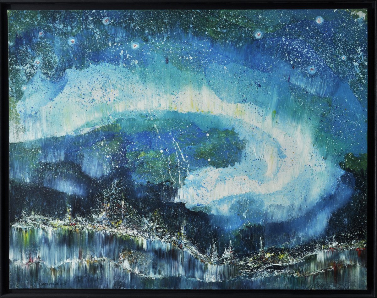 Expressive Landscape Oil Painting By Valda Rose Art Gallery, 38 X 31", La Vague ("The Wave"), Original Artwork