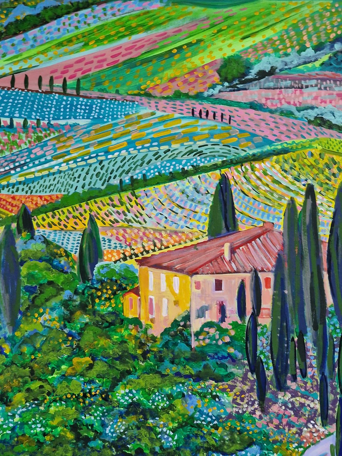 Original Acrylic Painting - Tuscany Landscape by Alexandra Djokic