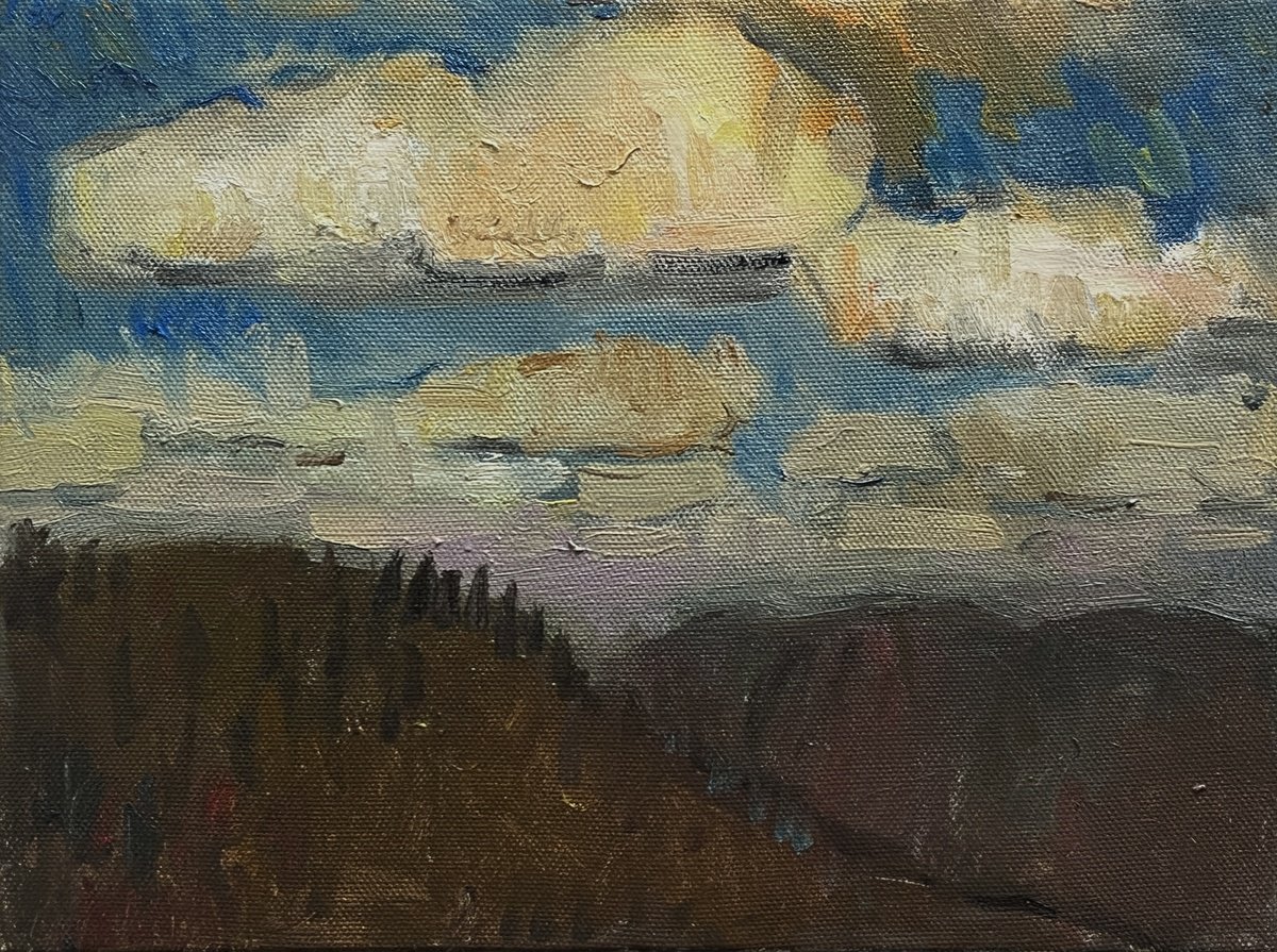 Impressionistic Landscape Oil Painting By Bohdan Dobrivskyi, 16 X 12, Wind, Original Artwork