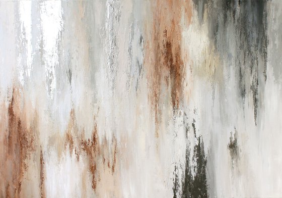 "Instant 2" Abstract gray brown beige art