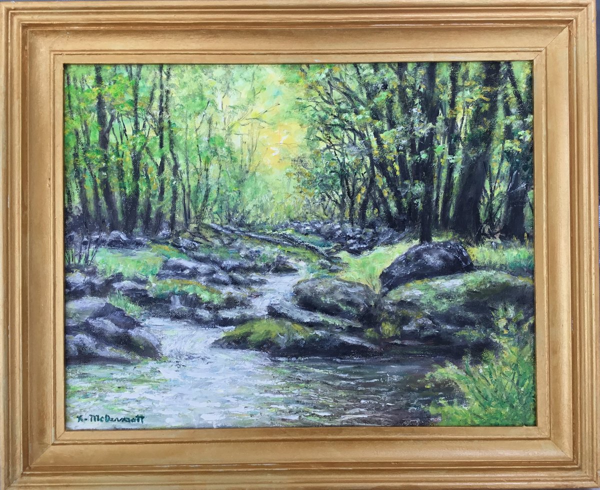 Impressionistic Landscape Oil Painting By Kathleen Mcdermott, 17 X 14", Spring In The Smokies, Original Artwork