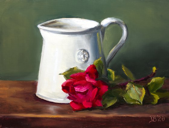 Alix D. Reynis Pitcher and a Rose