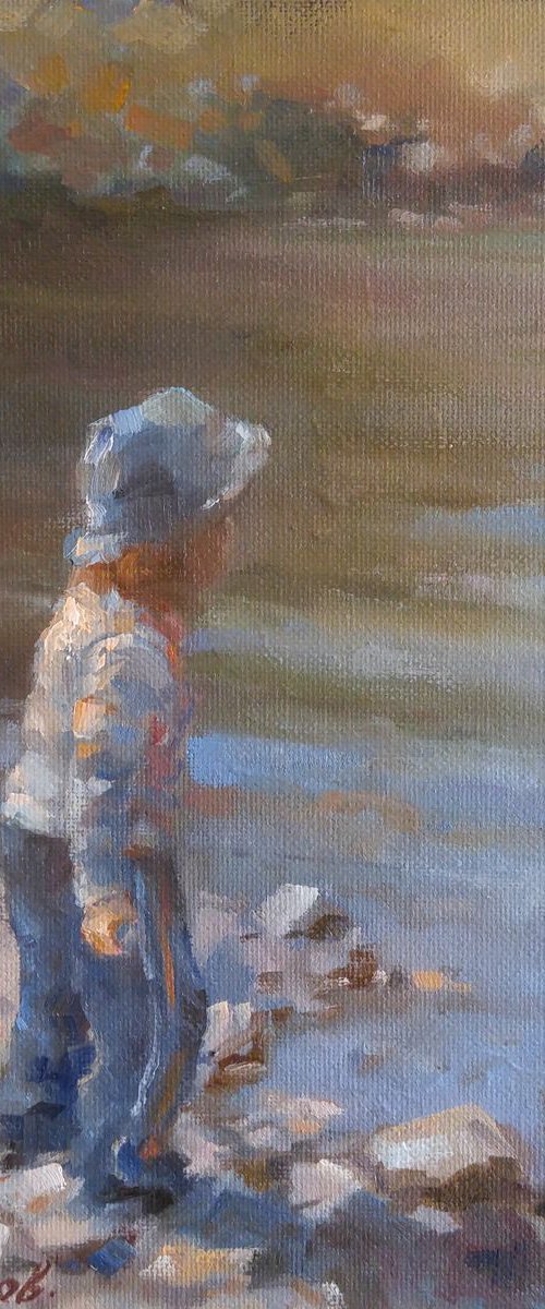 Playing by the water (8x10'') ("Childhood" series) by Alexander Koltakov