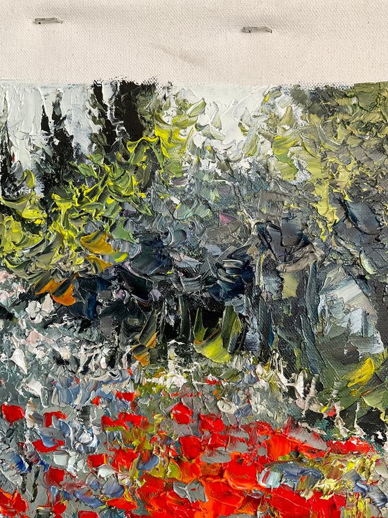 Poppies on grey background