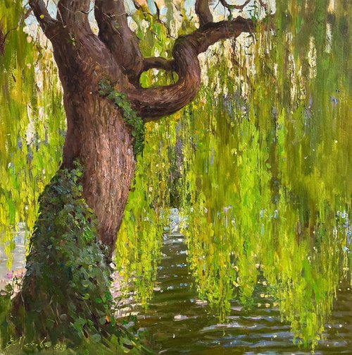 River oil painting by Evgeniia Mekhova