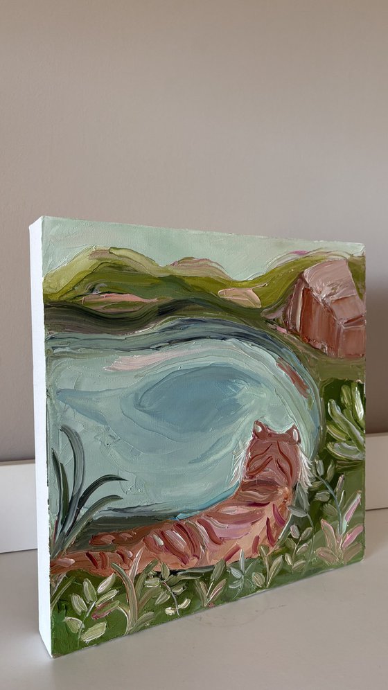 Naïve impasto Tiger jungle river