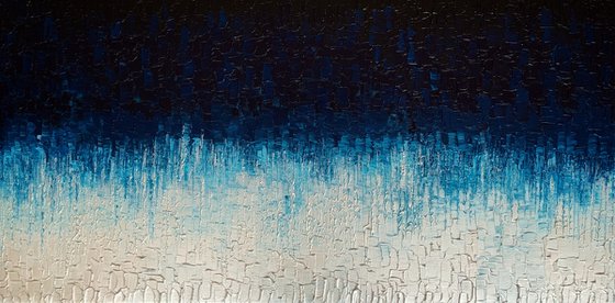 Cascade of Blue - LARGE,  TEXTURED, PALETTE KNIFE ABSTRACT ART – EXPRESSIONS OF ENERGY AND LIGHT. READY TO HANG!