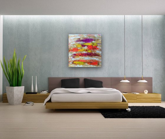 "Hot For Teacher" - FREE USA SHIPPING - Original PMS Abstract Acrylic Painting On Canvas - 30" x 30"