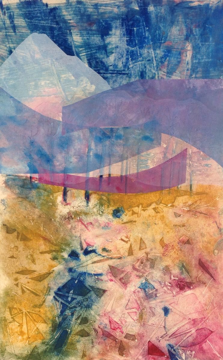 Organic Landscape Limited Edition Print By Sandra Haney, 22 X 30", Sugar Mountain, Original Artwork