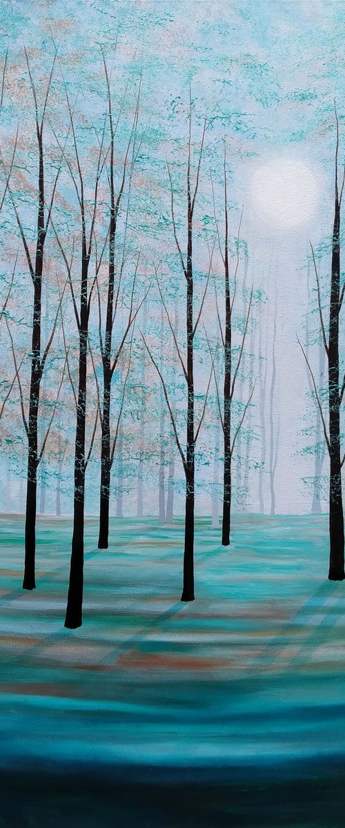 Misty Woodland Blue by Amanda Horvath