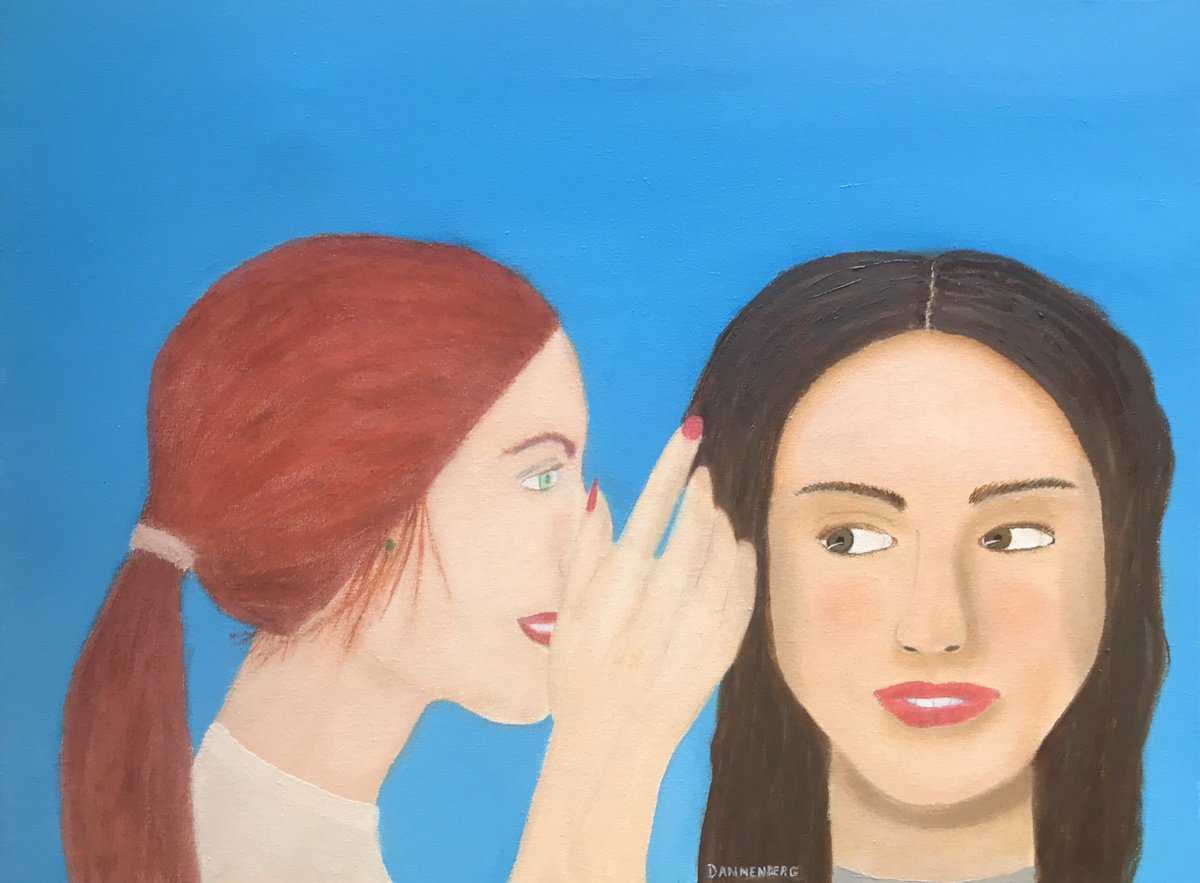 Impressionistic Portrait Oil Painting By Leslie Dannenberg, 24 X 18", The Secret, Original Artwork