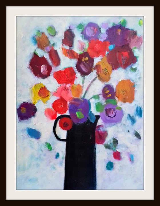 Bouquet in a Black Vase II