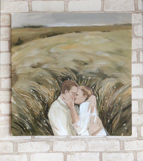 Loving couple in the field