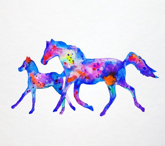 Horses, colorful