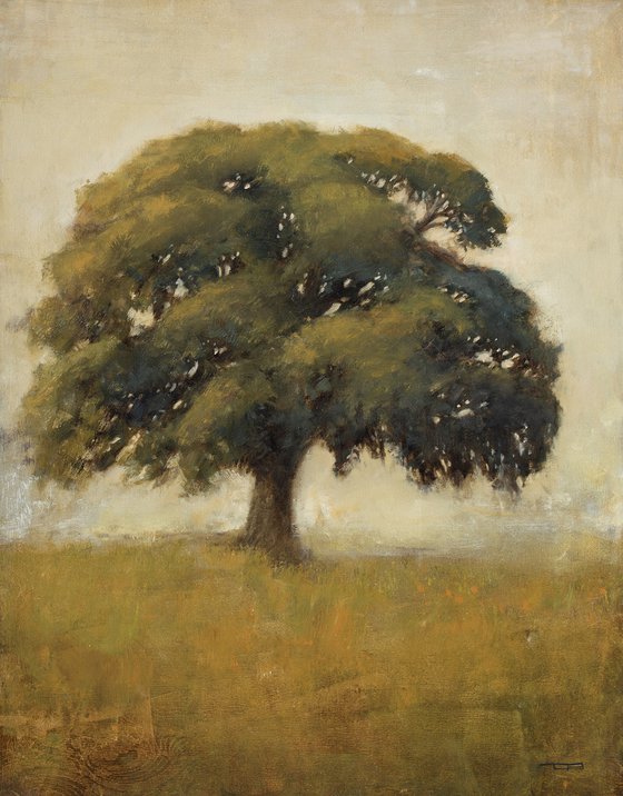 Spring Oak Tree 220312, Tonal oak tree painting