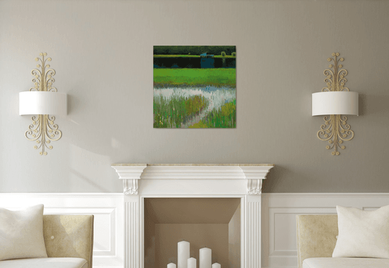 Grassy Waters Trails  30x30" 76x76cm Contemporary Art by Bo Kravchenko