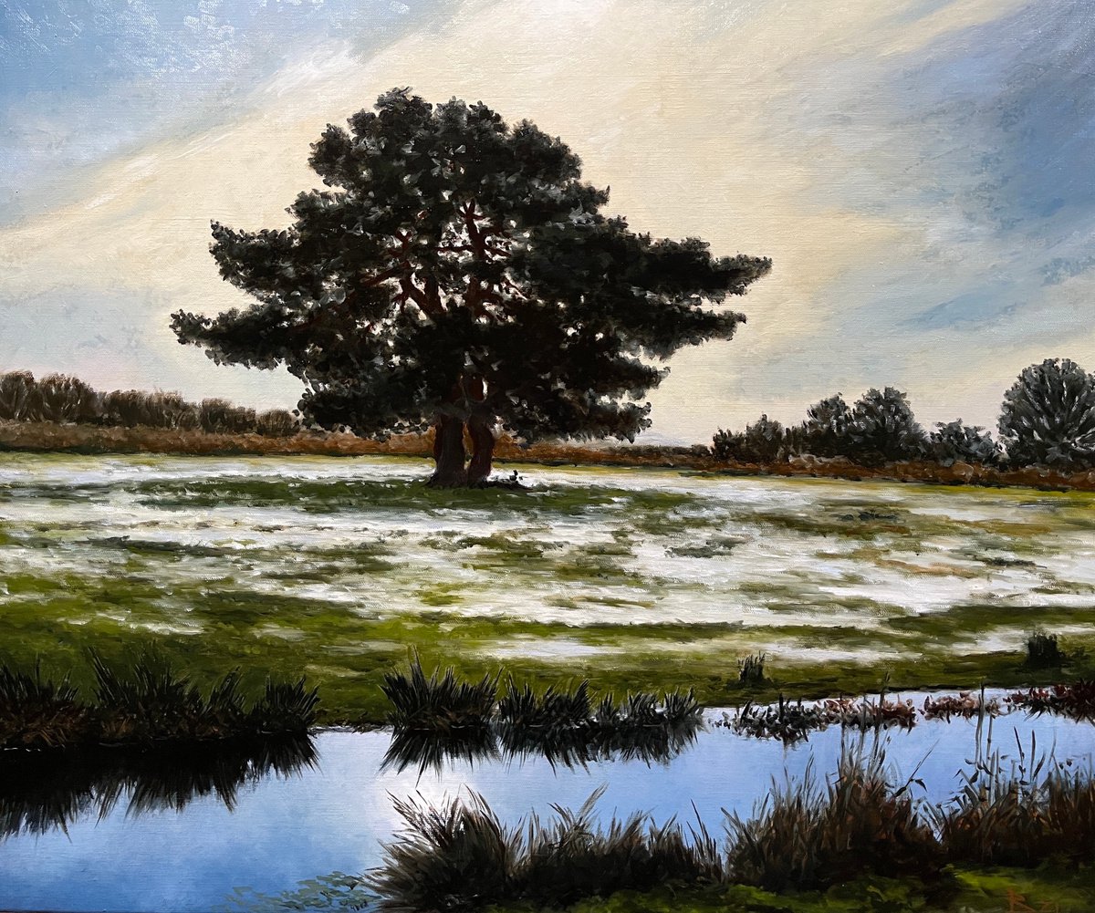 Landscape Oil Painting By Oleg Baulin, 24 X 20", Snow Has Fallen, Original Artwork