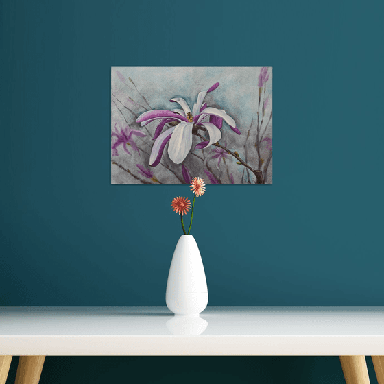 Magnolia watercolor flowers №1