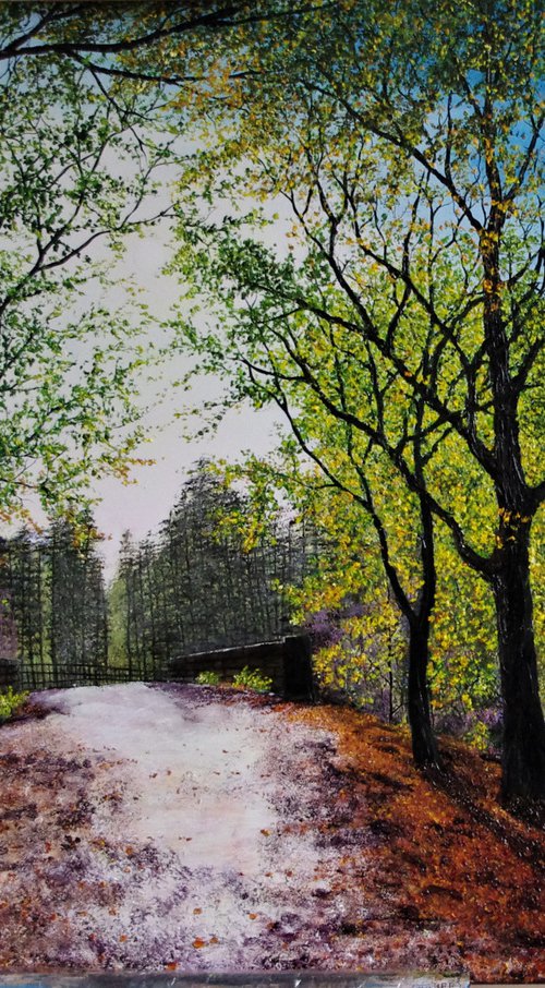 A Bridge Through Delamere Forest  92cm x 122cm by Hazel Thomson