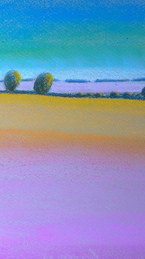 Abstract Evening Light Over Fields and Trees. Sunset - Landscape by Catherine Winget