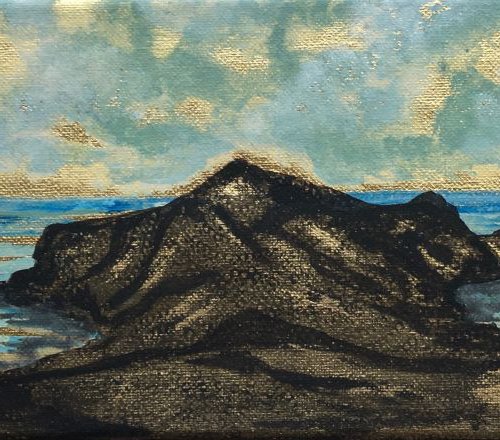 Durdle Door and Man of war bay on gold leaf by Marja Brown