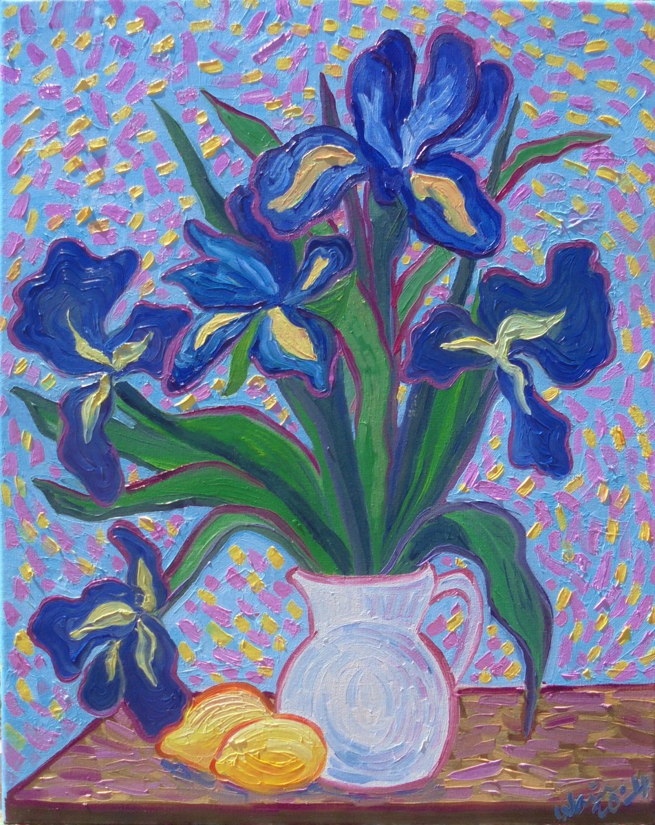 Flower Vase - Irises 5 by Kirsty Wain