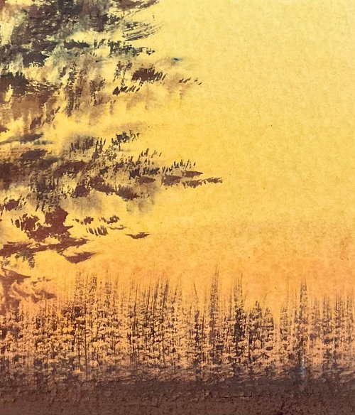 River tree, reeds, sunset, dusk by Samantha Adams