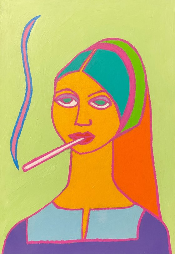 Naive Pop Art Renaissance woman portrait #3