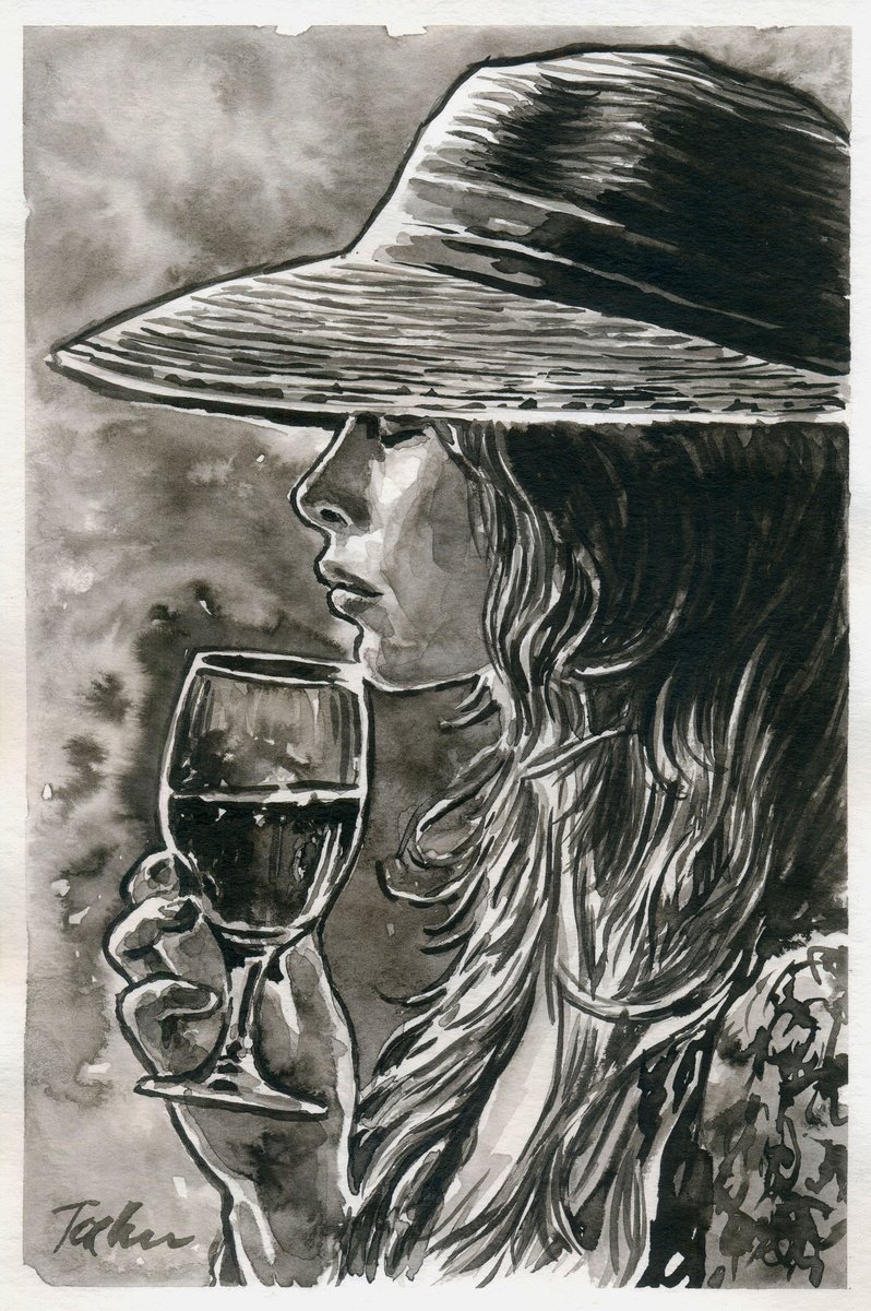 Urban And Pop Portrait Ink Drawing By Tashe, 8 X 12", You Will Never Know, Original Artwork