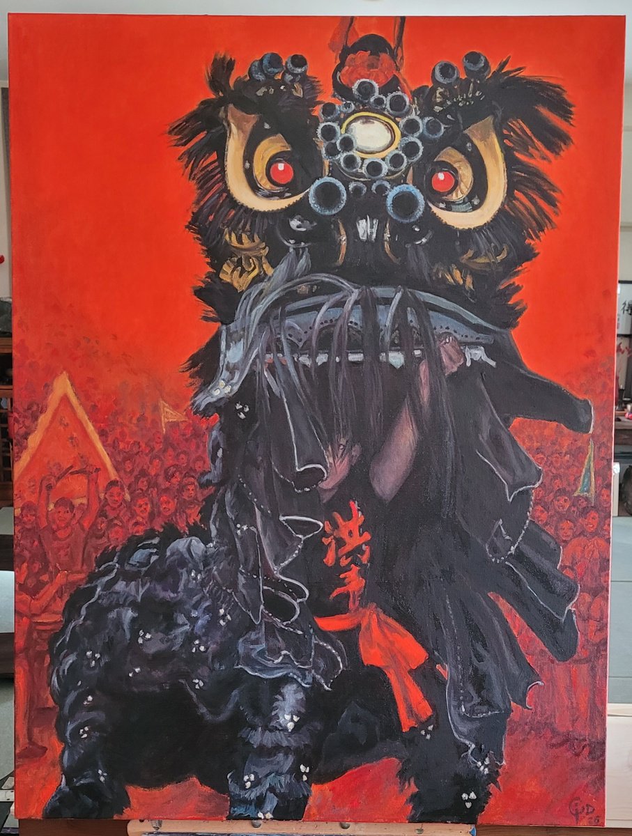 Oil Painting , Chinese New Year Lion Dance By Qi Debrah, 30 X 40, Artwork For Sale On Artfinder
