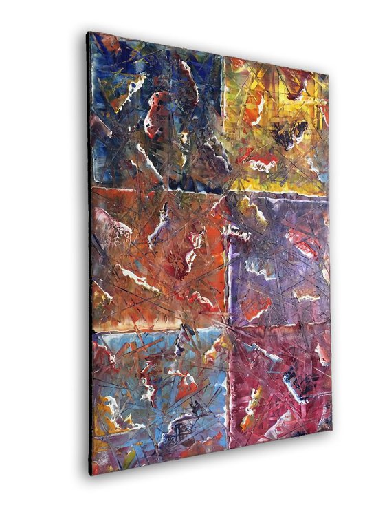 "Border Crossing" - SPECIAL PRICE - Original Highly Textured PMS Abstract Oil Painting On Canvas - 24" x 36"