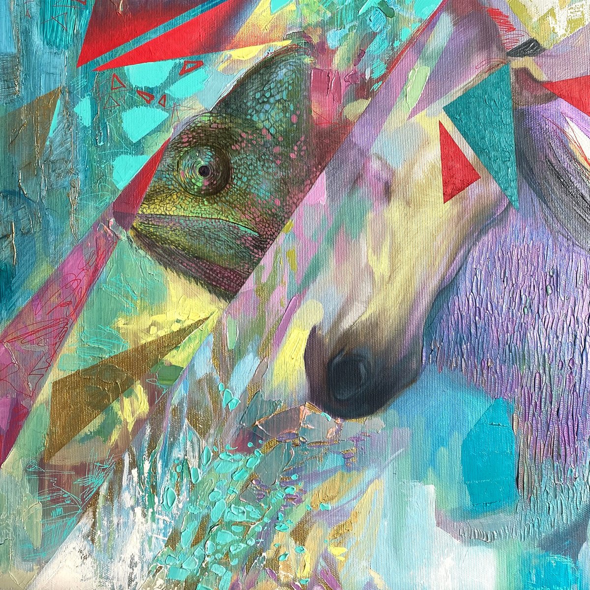 Surrealistic Abstract Oil Painting By Anastasia Parfilo, 16 X 16, The Reflection, Original Artwork