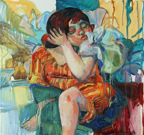 Girl with a flower by Marina Podgaevskaya