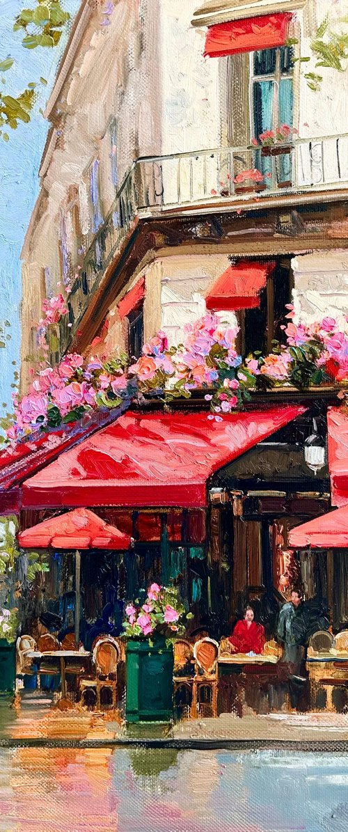 Parisian Café with Red Awnings by Khanlar Asadullayev