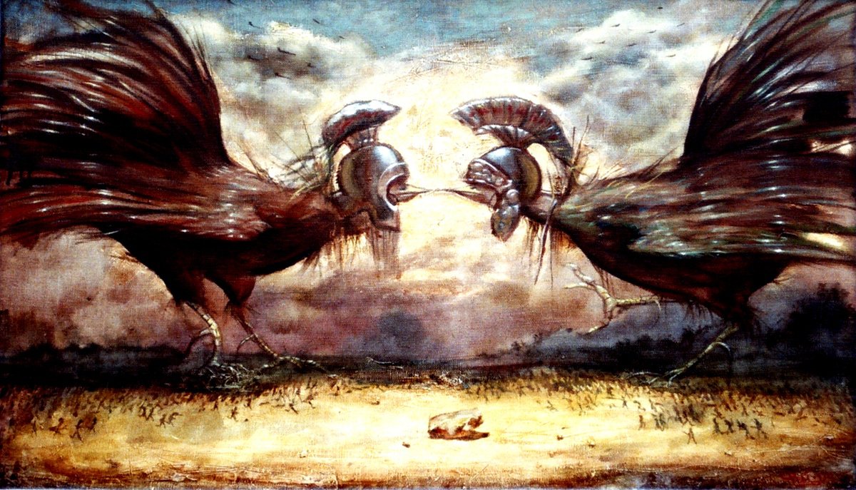 Surrealistic Portrait Oil Painting By Serhiy Roy, 28 X 16", Allegory Of This Age., Original Artwork