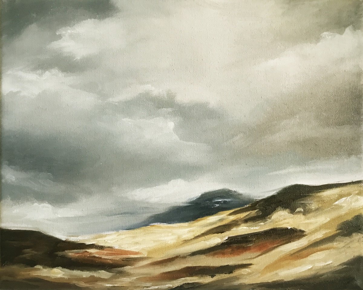 Expressive Landscape Oil Painting By Mullo Art, 12 X 9", Mons Deserto, Original Artwork