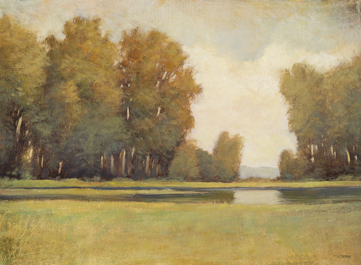 Impressionistic Landscape Oil Painting By Don Bishop, 16 X 12, River Trees 251106, Original Artwork