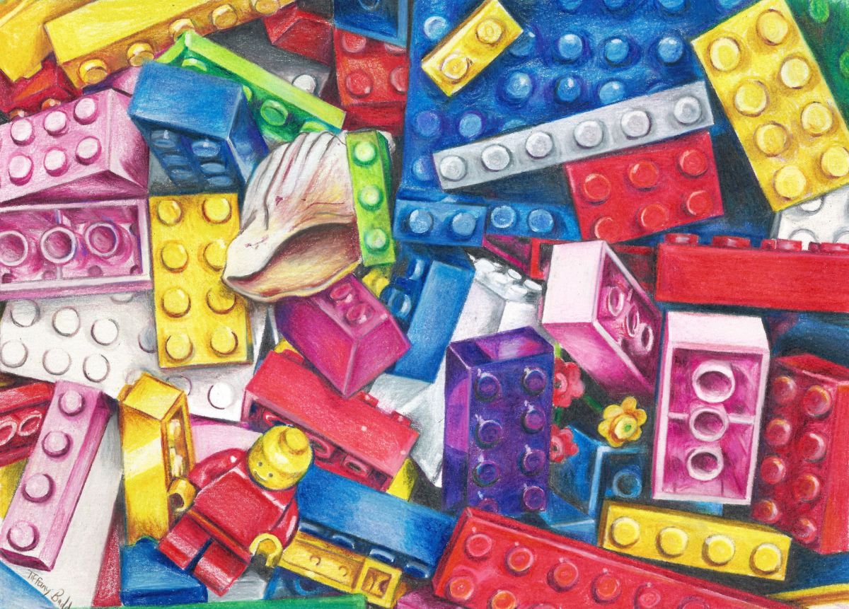 Photorealistic Still Life Pencil Drawing By Tiffany Budd, 20 X 17", Hidden Treasure, Original Artwork