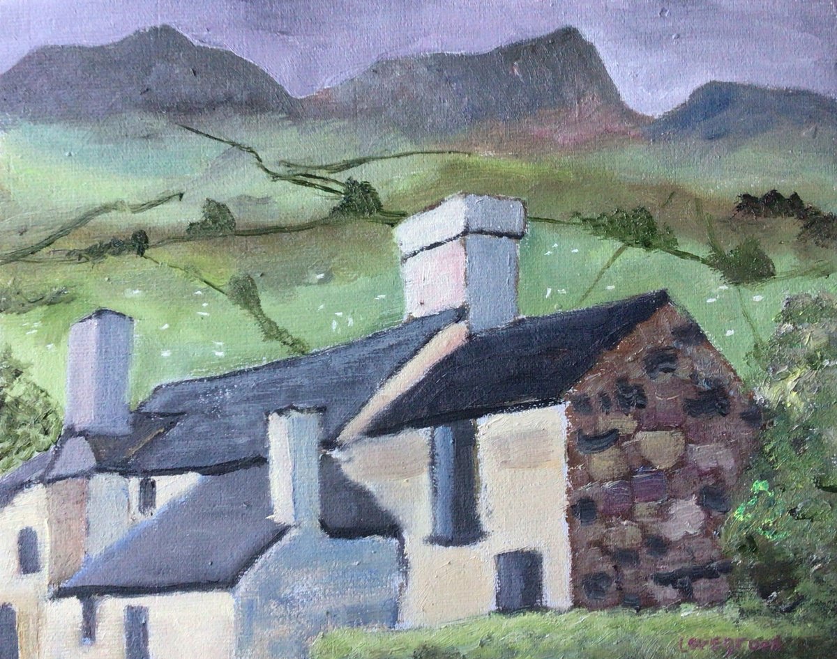 Impressionistic Landscape Oil Painting By Julian Lovegrove Art, 13 X 11", Farmhouse Near Dolgellau., Original Artwork
