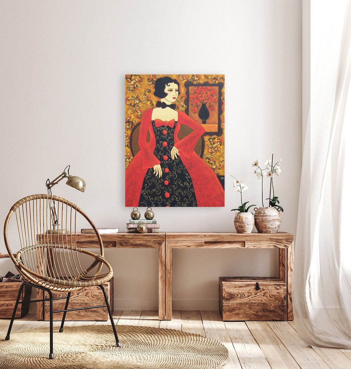 Impressionistic Portrait Oil Painting By Karen Rieger, 30 X 40", Evening, Original Artwork