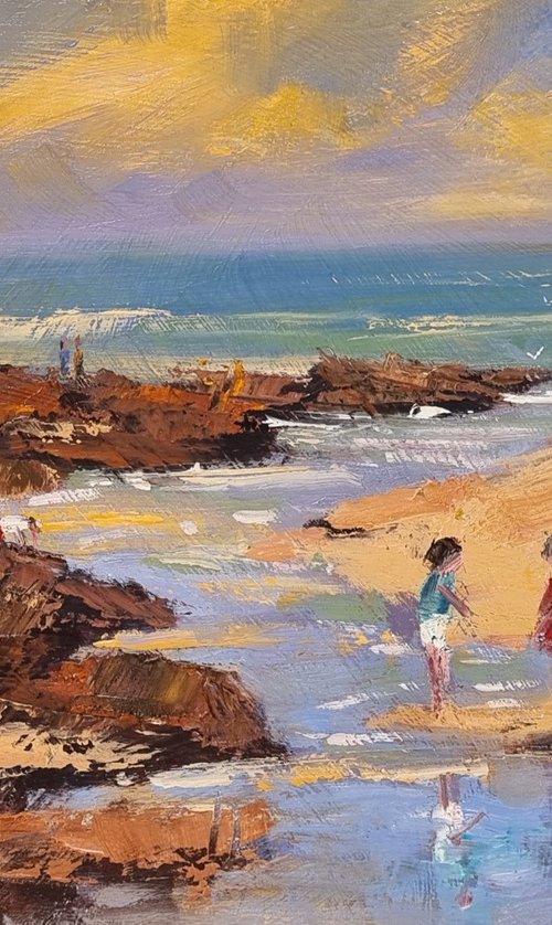 Playing In The Rock Pools by Rod Moore