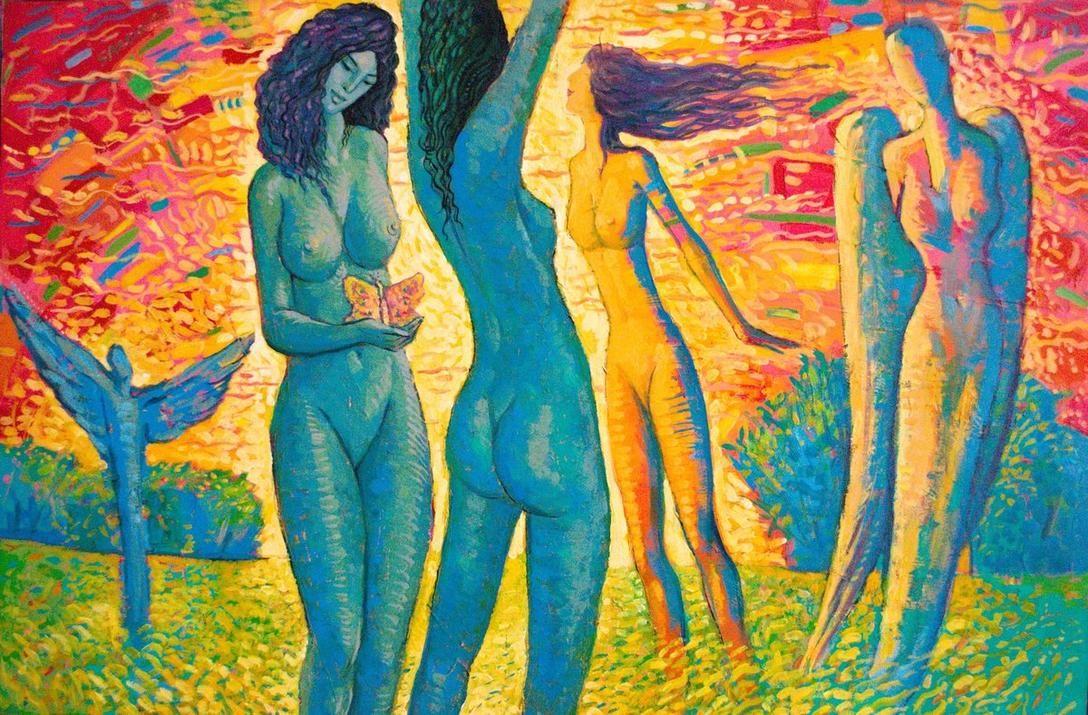 Expressive Portrait Oil Painting By Rumen Sazdov, 47 X 31", Belaria, Original Artwork