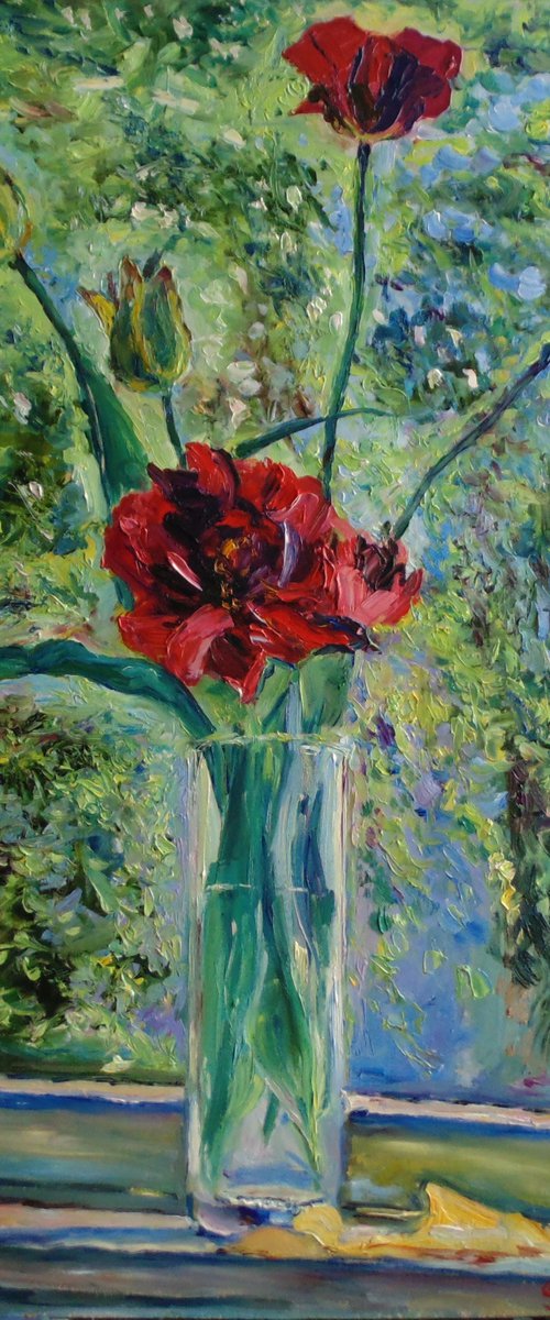 Tulips on the windowsill by Alexander Shvyrkov