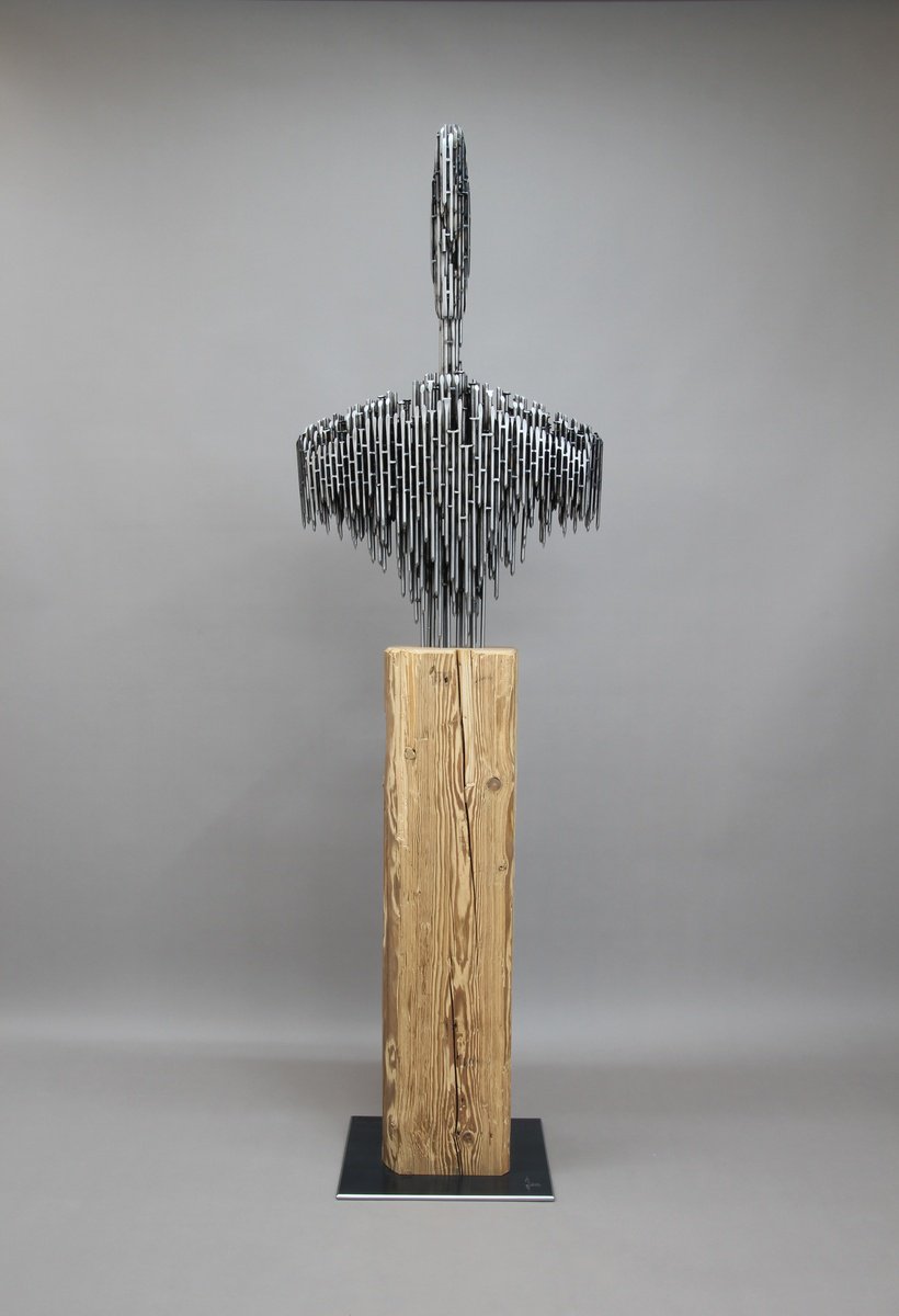 Portrait Sculpture By Manfred Hellweger, 25 X 85", Human Nails Bust I, Original Artwork